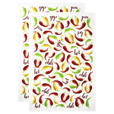 2pk Chili Peppers Print Kitchen Towels - MU Kitchen