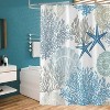 LunaLulinlk Blue White Bathroom Curtain with 12 Hooks, 72" x 72" - 3 of 4