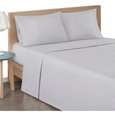 Full Gray Dots Cotton Flannel Sheet Set