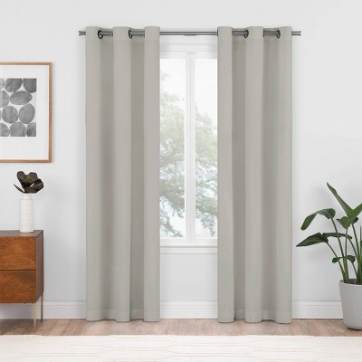 Image of 2pk 37"x84" Eclipse Blackout Shadow Window Curtain Panels Silver: Noise Reduction, UV Protection, Grommet Top