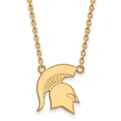 Black Bow Jewelry 10k Yellow Gold Michigan State Spartans NCAA Necklace 18 Inch