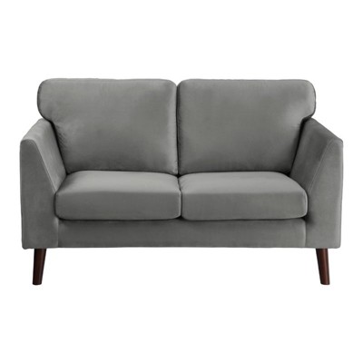 Contemporary Gray Velvet Loveseat with Pillow Back - 58" Width