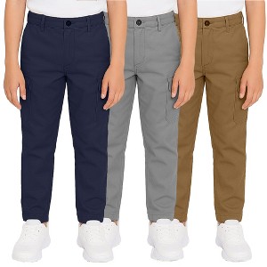 Galaxy Approved School Uniform Boy's Super Stretch Cotton Cargo Pants-3 Pack - 1 of 4