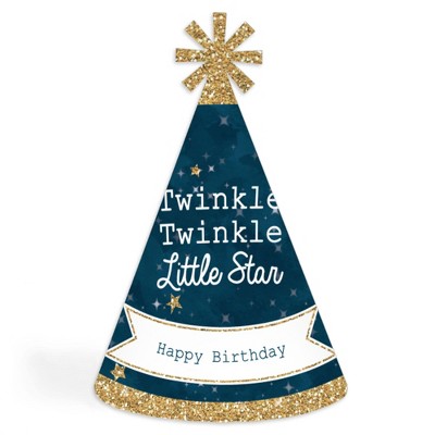 Big Dot of Happiness Twinkle Twinkle Little Star - Cone Happy Birthday Party Hats for Kids and Adults - Set of 8 (Standard Size)