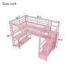 TUYOHW Full Size Loft Bed with Storage Staircase & Wardrobe,Metal Loft Bed with Desk,Storage Shelves,Charge Station,LED Lights for Teens & Adults - 3 of 4