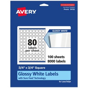 Avery Glossy White Square Labels with Sure Feed, 3/4" x 3/4" - 1 of 4