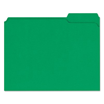 UNIVERSAL Colored File Folders 1/3 Cut Assorted Two-Ply Top Tab Letter Green 100/Box 16162