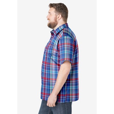KingSize Short-Sleeve Plaid Sport Shirt