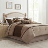 Gulches Palisades 7 Piece Brown Heather Gray Charcoal Colorblock Faux Suede King Comforter Set - 3 of 4