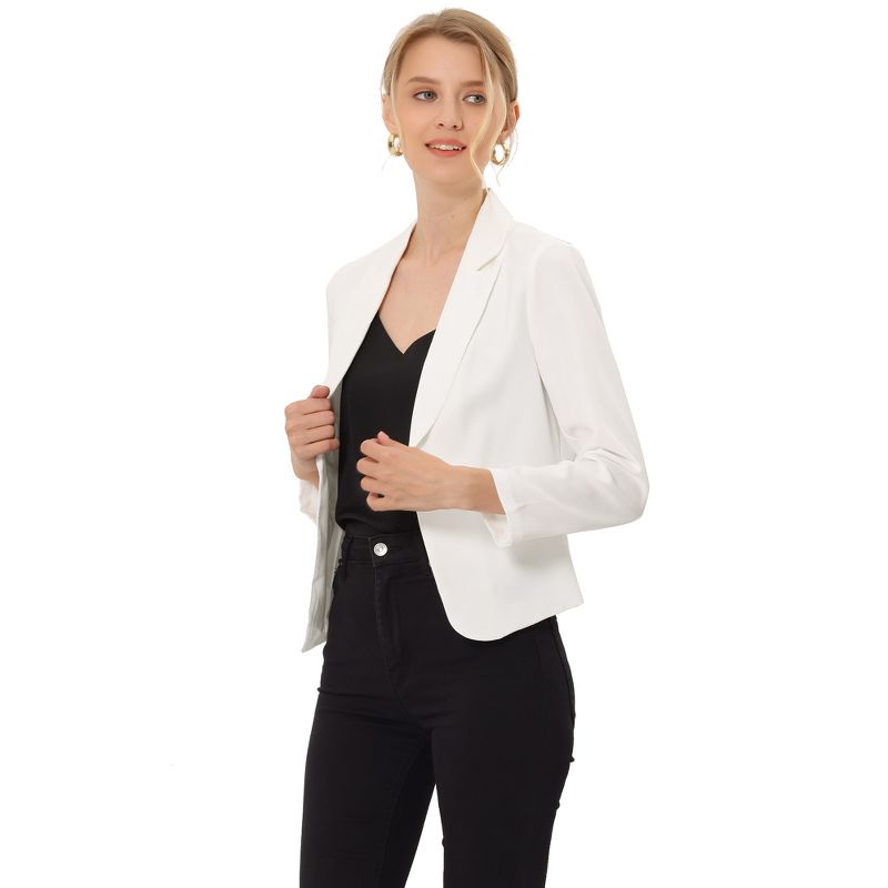 Allegra K Women's Open Front Office Work Long Sleeve Suit Blazer, 1 of 7