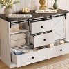 Garvee Farmhouse 4-Drawer Dresser 45 Wood Storage Chest with Sliding Barn Doors Bar Handles TV Stand or Bedroom Dresser Antique Gray Finish - 4 of 4