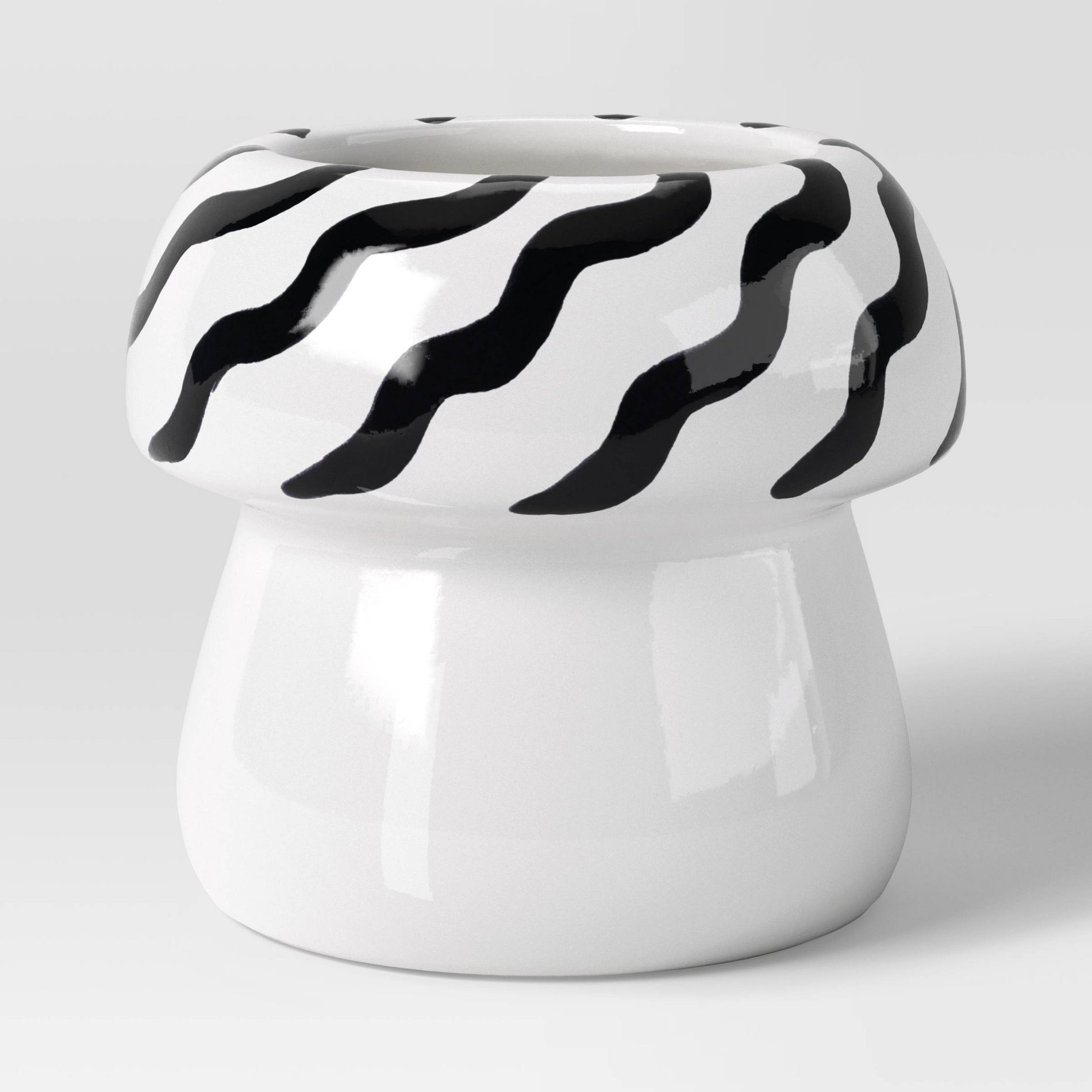 Mushroom Decorative Vase White/Black - Room Essentials™