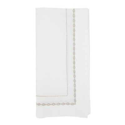 Saro Lifestyle Chain of Elegance Embroidered Chain-link Napkin (Set of 4), 20", Gold
