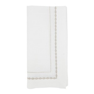 Saro Lifestyle Chain of Elegance Embroidered Chain-link Napkin (Set of 4), 20", Gold - 1 of 4