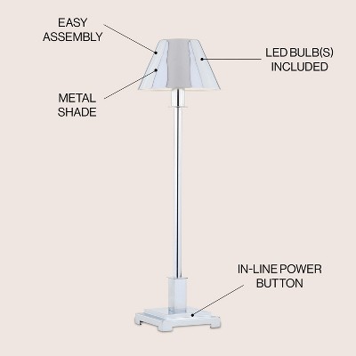 Roxy 26" Silver Metal Clip-on Lamp with Chrome Shade