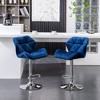 Velvet Diamond Tufted Swivel Adjustable Barstools, Set of 2 with Mid-Back and Footrest - 4 of 4