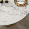 PAGED 46.85" Dining Table, Round Kitchen Table with Faux Marble Tabletop and Stainless Steel Base, Coffee Table for Kitchen Dining - 3 of 4