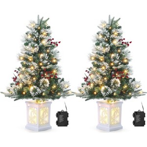 3-foot pre-assembled snowflake Christmas tree, 2-pack, with 78 LED lights, 8 modes, suitable for indoor and outdoor decoration - 1 of 4
