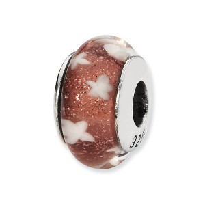 Black Bow Jewelry Red, White Stars Hand-Blown Glass & Sterling Silver Bead Charm, 13mm - 1 of 3
