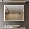 Flora Medicine Cabinet with Mirrors and Lights, Recessed/Wall Mounted Bathroom Cabinet with 3 Mode Light, Dimmable, Anti-Fog, Black - 4 of 4