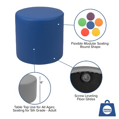 Flash Furniture Nicholas Flexible Learning Modular Soft Seating Circle Ottoman for Classrooms and Common Spaces