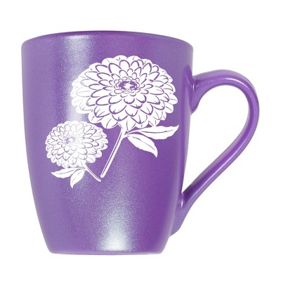 Elanze Designs Botanical Floral Nature Coffee Cup Mug 10 Ounce Ceramic With Shimmery Metallic Finish Elegant Minimalist Zinnia Flower Silhouette