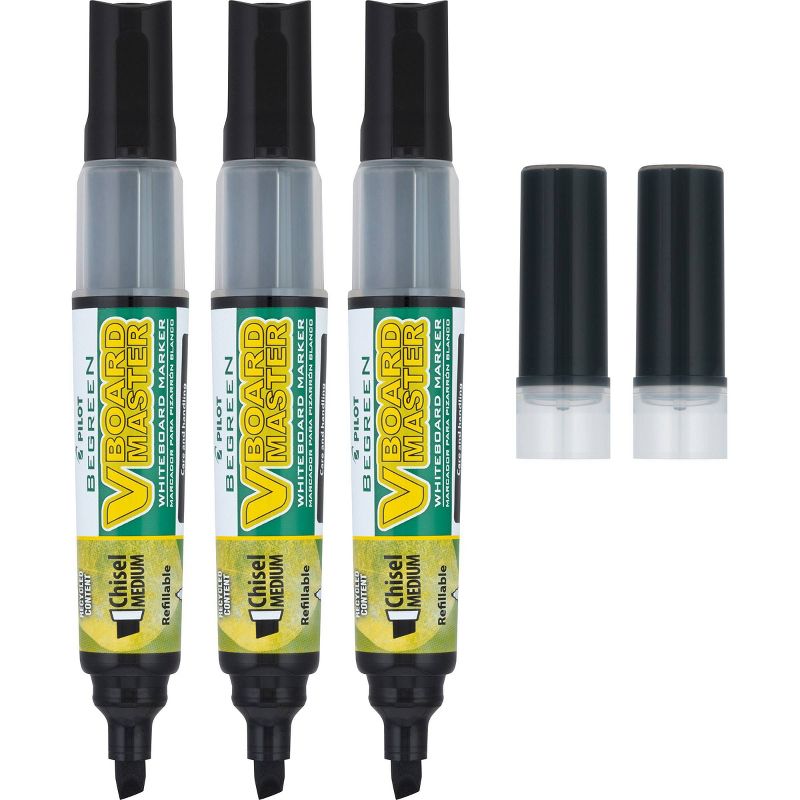 Pilot 3pk VBoard Master Dry Erase Markers Chisel Tip Black Ink with Bonus Refills, 4 of 10