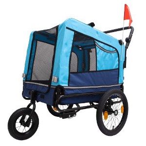 2-in-1 Bike Trailer & Push Cart for Pets - Detachable Bike Hitch & Push Handle Included - All-Terrain Wheels,Non-Slip Floor,Holds Pets Up to 88 lbs - 1 of 1