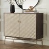 55 Downing Street Auric 35 1/2" Wide Mahogany and Brass Modern Cabinet - 2 of 4