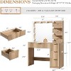 AMERLIFE 36" Makeup Vanity Desk with Mirror & LED Lights, 4 Drawers, Tempered Glass Top, Charging Station, Modern Bedroom Dressing Table, Natural Oak - 3 of 4