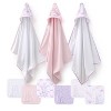 The Peanutshell Pink Unicorn Rainbow 3pk Hooded Baby Bath Towel and 20pk Washcloth Set for Girls , 23-Pieces - 3 of 4