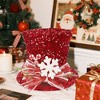 Aoibox Large Christmas Tree Topper Hat 12 x 9 Inch Red Sequin Top Hat with Bow Snowflake Candy Cane Holiday Decor 1 Piece - 2 of 4