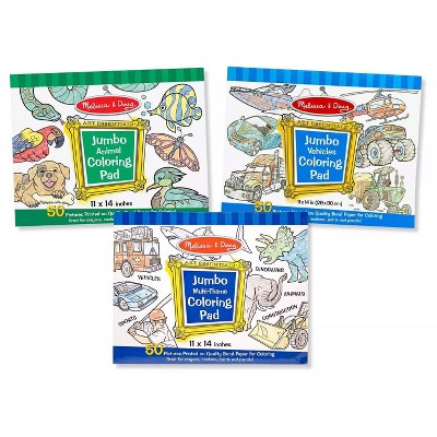 Melissa & Doug Jumbo 50-Page Kids' Coloring Pads Set - Animals, Vehicles, and More