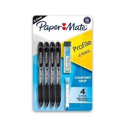 Paper Mate Profile 4pk #2 Mechanical Pencils with Eraser &#38; Refill 0.7mm Black