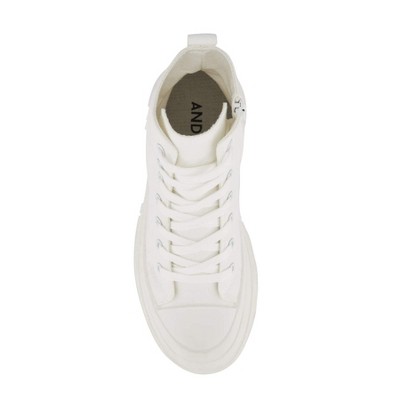 Женские кроссовки Andrea Canvas Sneaker Booties With Side Zipper 63898, White, 8 — фото 5
