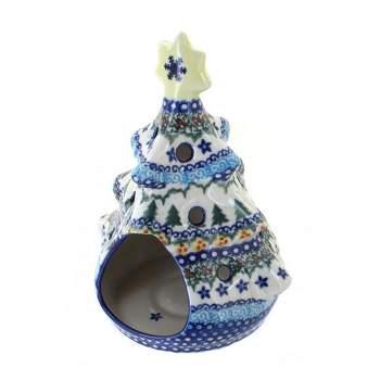 Blue Rose Polish Pottery 198 Vena Christmas Tree Luminary