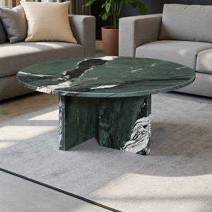 Natural Marble Round Coffee Table Set (Apartment) - 1 of 4