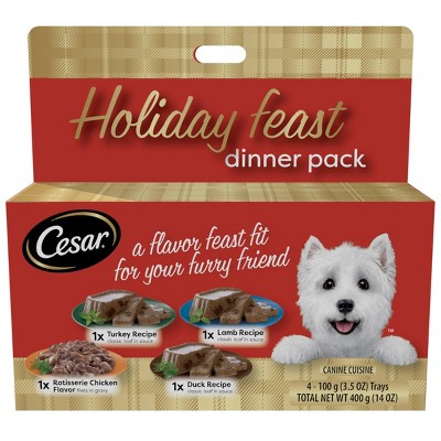 Cesar Chicken Duck Lamb and Turkey Flavor Flex Adult Wet Dog Food 1.03lbs 4pk