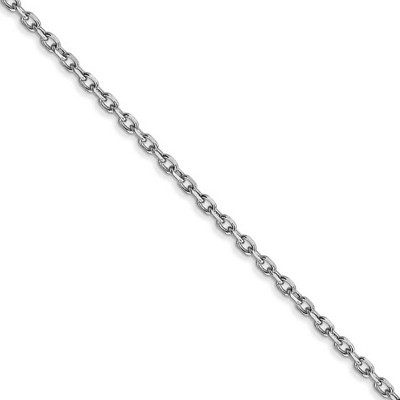 Black Bow Jewelry 1.8mm, 14k White Gold Diamond Cut Solid Cable Chain Necklace