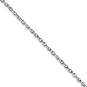 Black Bow Jewelry 1.8mm, 14k White Gold Diamond Cut Solid Cable Chain Necklace - 1 of 4