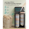 44.9 Gal Large Laundry Hamper with Lid, 2 Compartment Dirty Clothes Basket, Removable Inner Bags & Handles, 22x15.7x29.5 Inches - 3 of 4