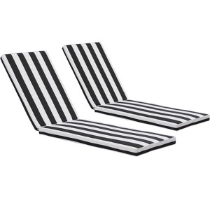 Gulches 2 Set Black White Patio Chaise Lounges Cushion Replacement - Outdoor Lounge Chair Cushions - 1 of 4