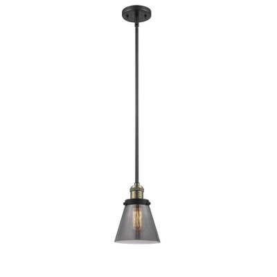 Cone - 1 Light Stem Hung Mini Pendant In Industrial Style-8 Inches Tall and 6 Inches Wide