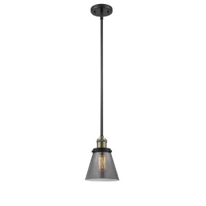 Cone - 1 Light Stem Hung Mini Pendant In Industrial Style-8 Inches Tall and 6 Inches Wide - 1 of 1