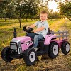 12V Ride on Tractor with Trailer & Remote Control,Speed Up to 5mph, Toddler Electric Vehicle Car with LED Headlights - 2 of 4