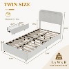 Twin Bed Frame with Headboard and 2 Storage Drawers, Modern Boucle Upholstered Platform Bed Frame, Curved Footboard, White - 2 of 4