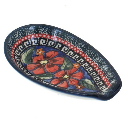 Blue Rose Polish Pottery Jungle Flower Small Spoon Rest