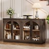 Storage Buffet Cabinet With Glass Doors And Shelves,Arched Cabinet With Adjustable Shelves,Distressed Wooden Cabinet With 4 Doors-Maison Boucle - 2 of 4