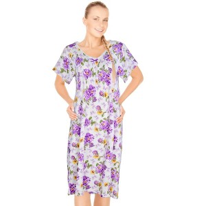 JEFFRICO Womens Nightgowns Short Sleeve Sleepwear Soft Pajama Dress Nightshirts - 1 of 4
