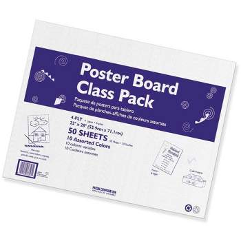 Pacon Poster Board Classroom Pack, 22 x 28 Inches, 4-Ply Thickness, Assorted Color, Pack of 50
